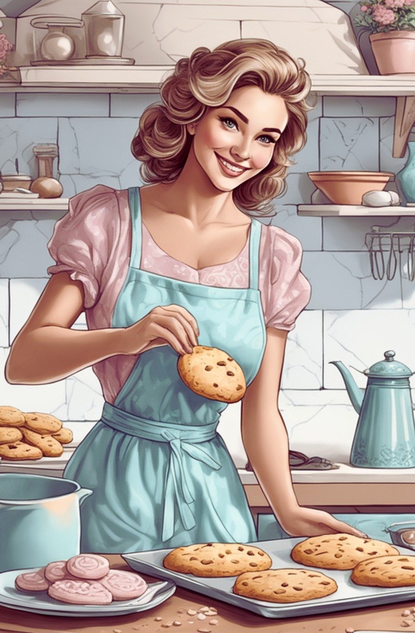 ai generated, woman, biscuits-8297384.jpg